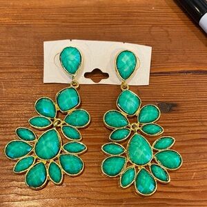 Elegant Gold and Turquoise Earrings